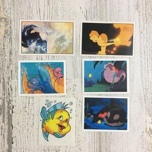 Lot of 6 Vtg Little Mermaid Stickers Disney Panini Diamond Flounder Ariel